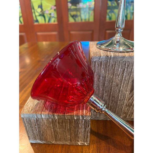 Vintage Cambridge Tally Ho Ruby Red And Chrome Liquor Glasses. 1930s - Picture 9 of 15